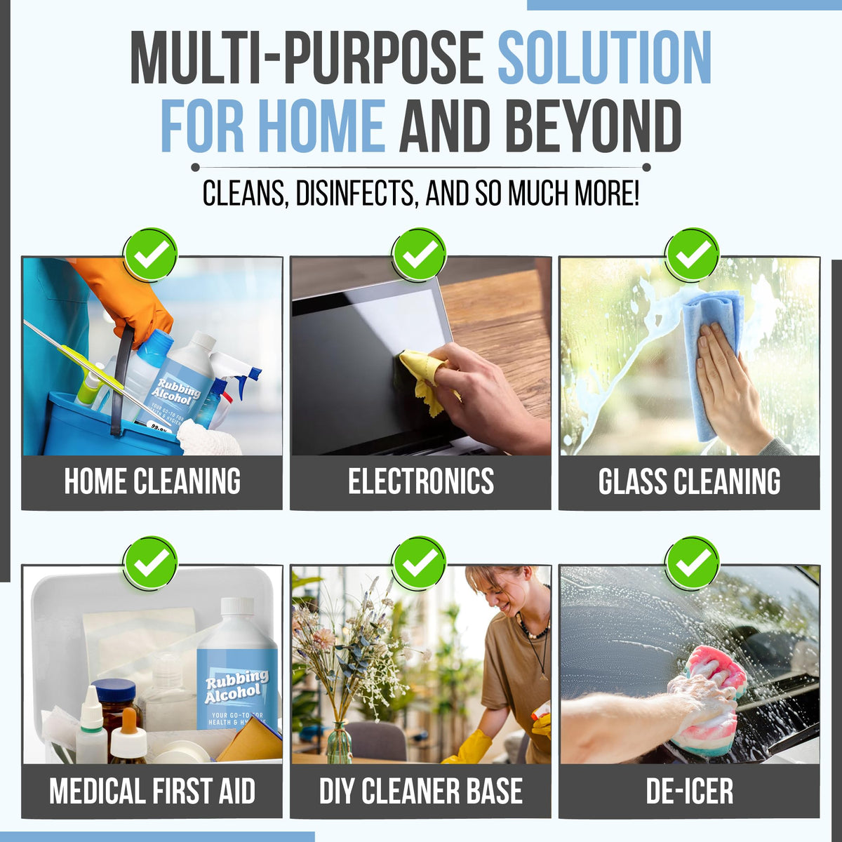 Rubbing Alcohol 1 Litre 99.9% Pure Isopropanol IPA for Cleaning, Disinfecting, Degreaser, Medical Use, Solvent for Electronics, Glass, De-icer, Painting
