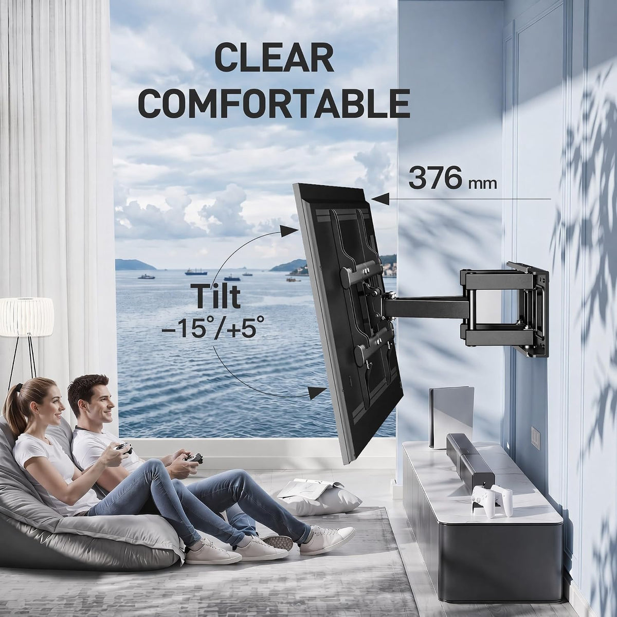 PERLESMITH TV Wall Bracket, for 37-85 Inch TVs 60kg, Max VESA 600x400mm