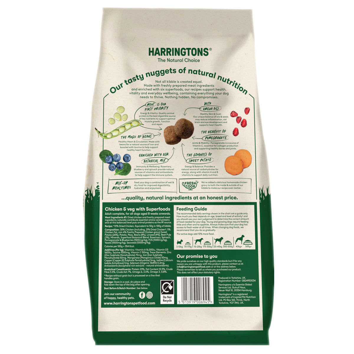 Harringtons Superfoods Complete Grain Free Dry Adult Dog Food Salmon with Veg 12kg - Made with All Natural Ingredients (Packaging may vary)