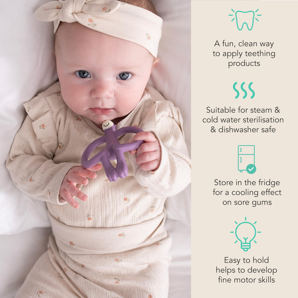 Matchstick Monkey Original Teether with Gel Applicator, Hearts