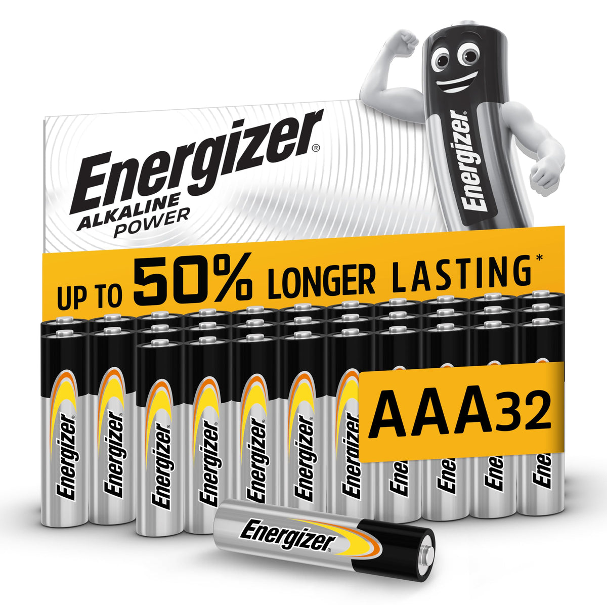 Energizer Alkaline Power - AA Batteries (32 Pack) Up To 50% Longer Lasting