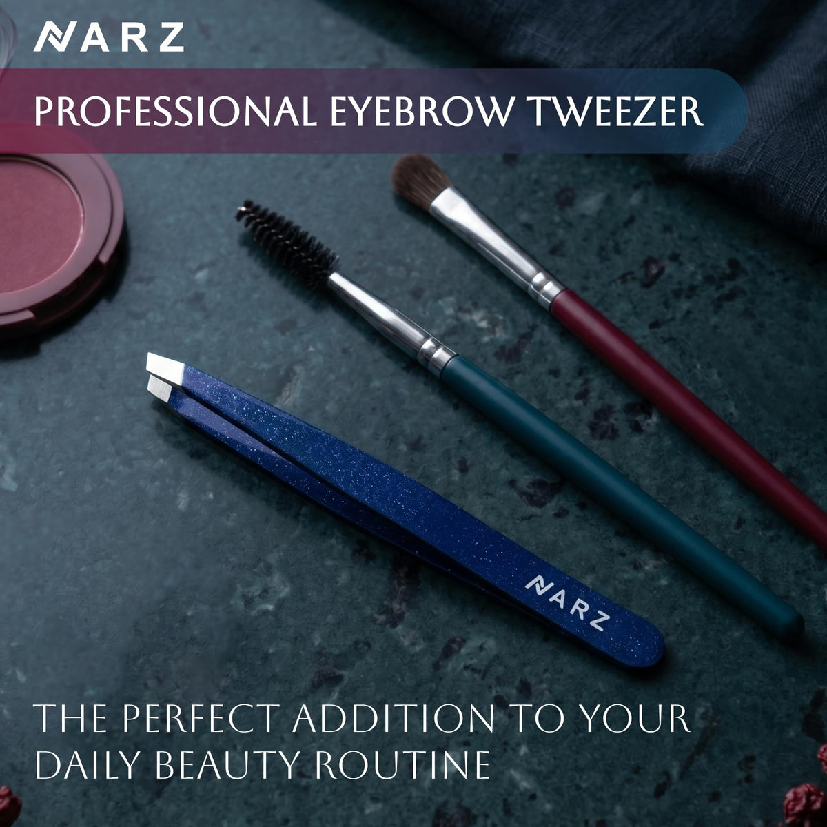 NARZ 1 Piece Professional Tweezer for Facial Hair Women & Men Stainless Steel Precision Tweezers for Ingrown Hair Tweezers for Men & Women (Shiny Black)