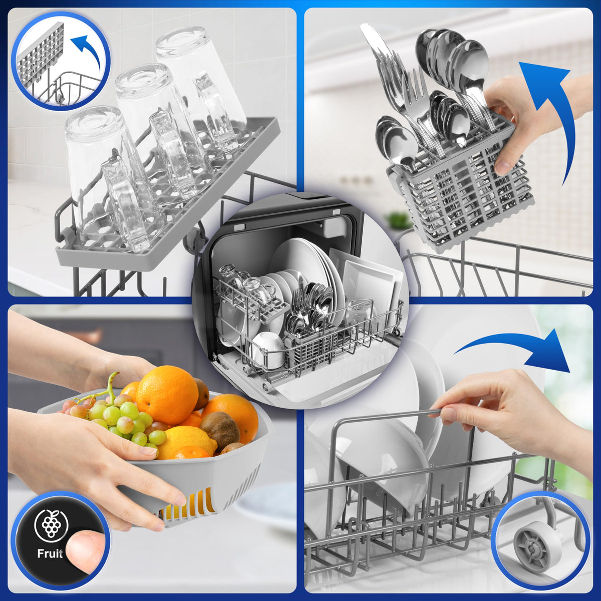 Duronic Table Top Dishwasher DW5 BK 950W Compact Tabletop Dish Washer Mini 5L Dishwashers with 8 Wash Cycles Electric Countertop Cleaner for Quick Eco Cleaning Plates Glass Cutlery Fruit (BLACK)