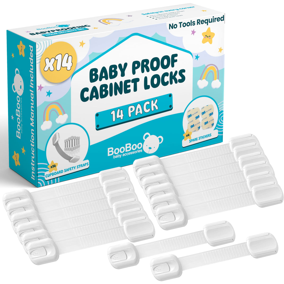 BooBoo Baby 10 Pack Premium Child Locks for Kitchen Cupboards