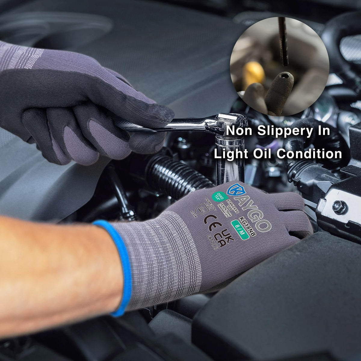 KAYGO Safety Work Gloves MicroFoam Nitrile Coated 12 Pairs, KG18NB