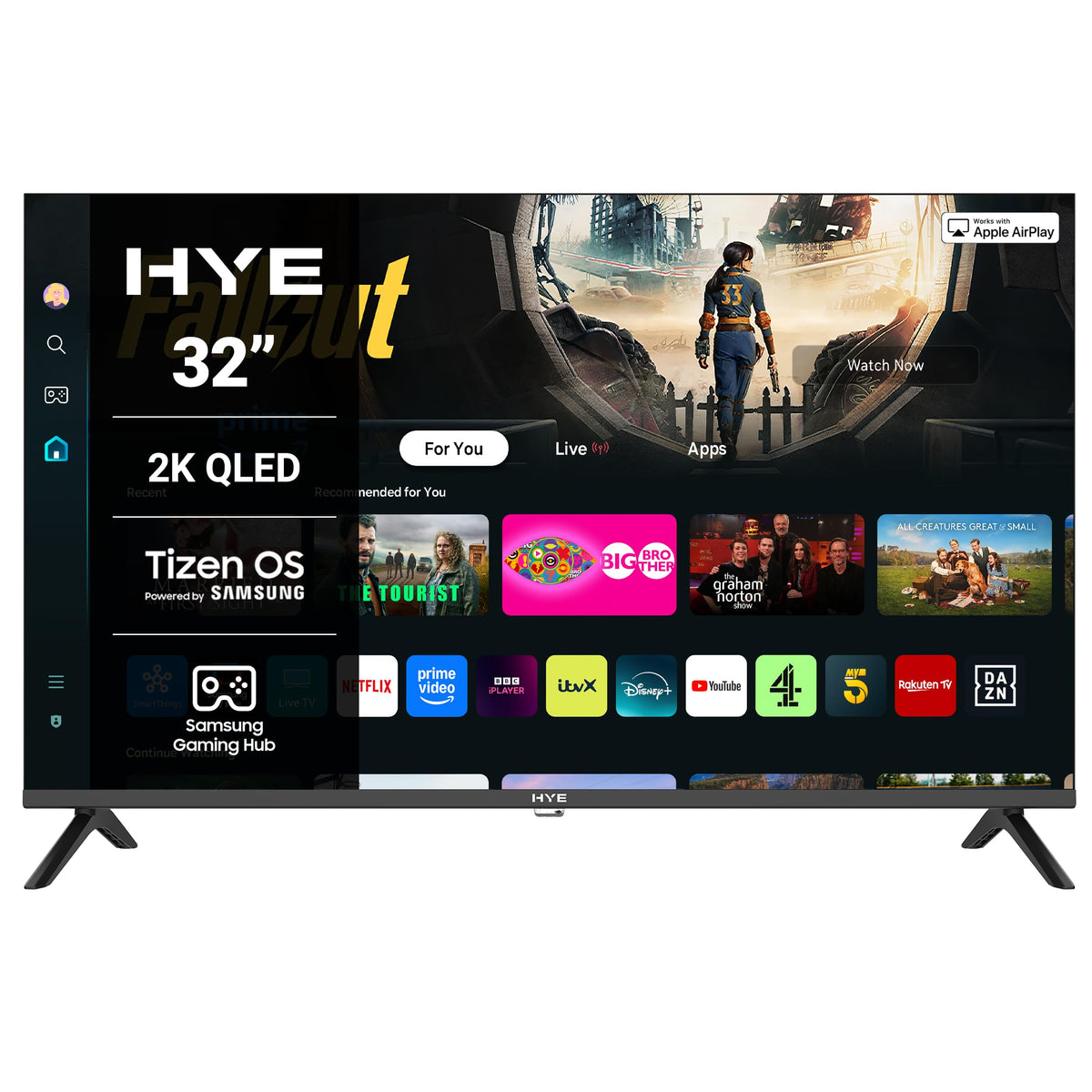 HYE 50" LED Smart TV - 4K Ultra HD, Samsung Tizen OS & Gaming Hub, Black