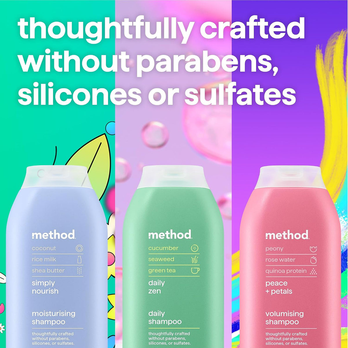 Method Daily Zen Shampoo, Cucumber & Green Tea, Sulphate Free, 350ml