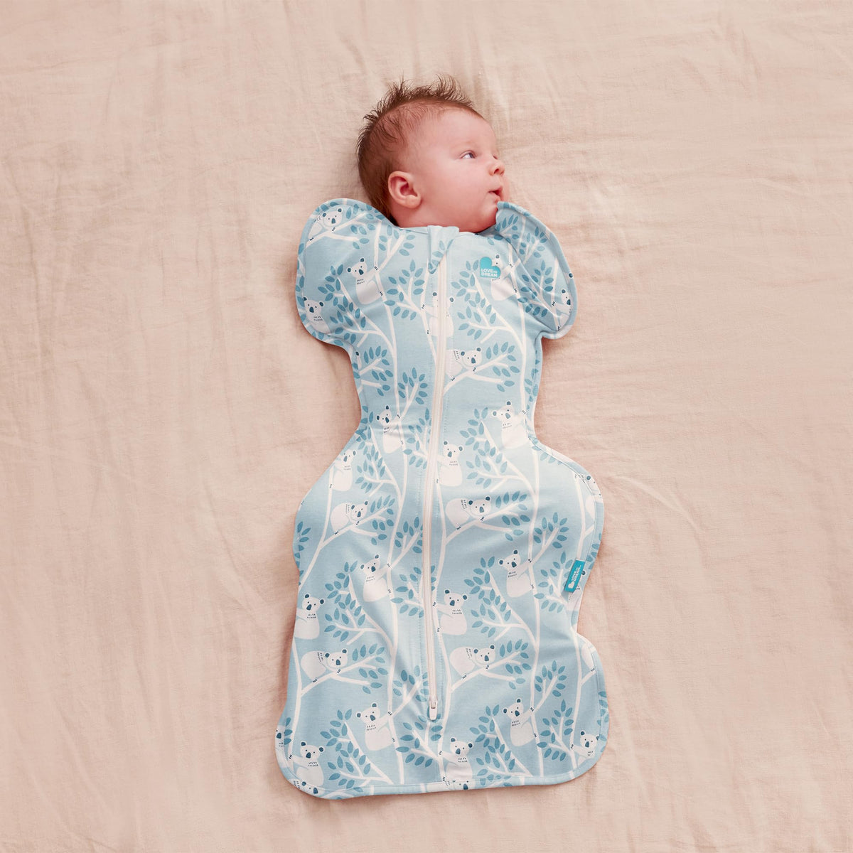 Love To Dream™ Swaddle UP™, Newborn 2.2-3.8 kg - Grey, Snug Fit, Supports Healthy Sleep Routine, 1.0 Tog - Ideal for 20-24°C Temperatures, Machine Washable Cotton & Double Zip for Easy Nappy Changes