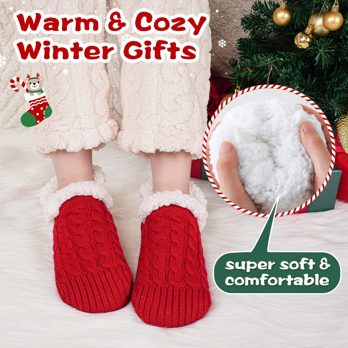 Niorasen Fluffy Slipper Socks Women Men, Winter Gift for Her, UK 4-9