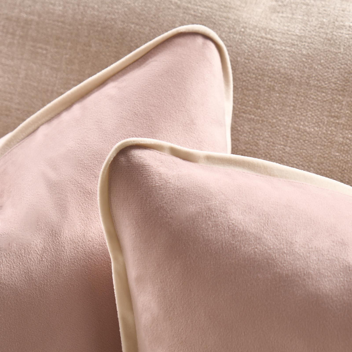 OHS Piped Edge Cushion Covers Matte Velvet Soft Luxury 2/4 Square Pillowcases