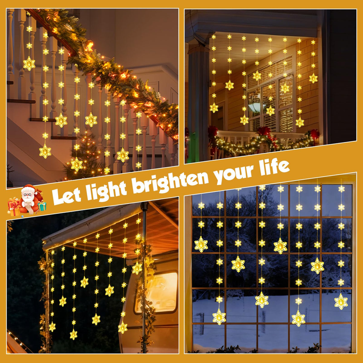 Christmas Star Window Lights, 2M 48 Stars 80 LED Curtain Fairy Lights with Remote, Timer, 8 Modes, Dimmable, USB Powered String Lights for Window, Bedroom, Party, Christmas Decorations