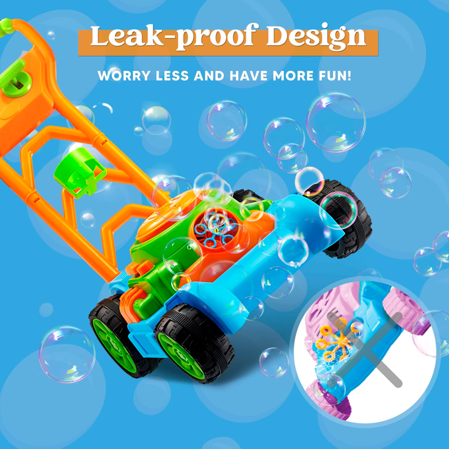 SLOOSH Bubble Lawn Mower Toddler Toys for Kids Bubble Machine Summer Outdoor Push Toy Games, Backyard Garden Outside Play Toddlers Preschool Boys Girls Birthday Gifts (Blue)