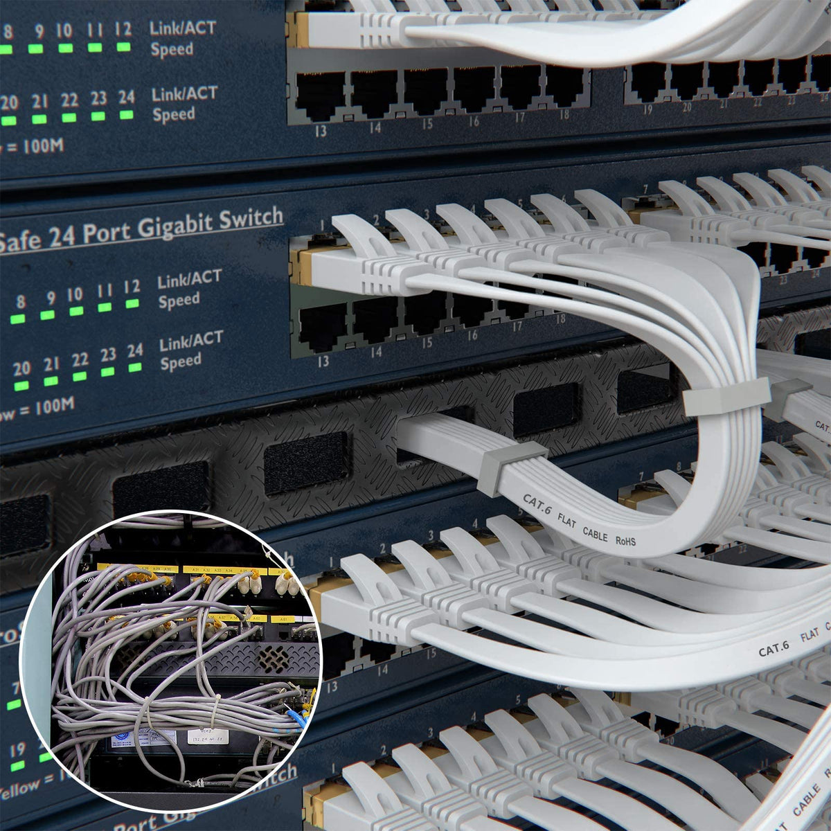 Ethernet Cable 2M, Cat6/Cat 6e Internet Cable, Flat Network Patch Cord