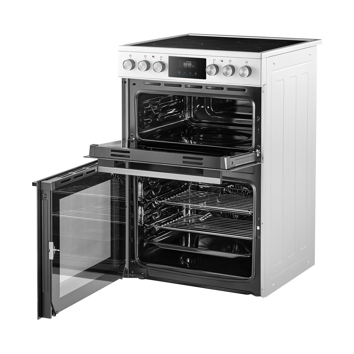 Midea 71L, 60cm Wide, Single Electric Built-in Fan Oven with Air Fry, 12 Oven Functions, Aqua Clean, LED Display, Convection, ECO, MultiLevel Cooking, Color Black - MBO65M90D2-BK