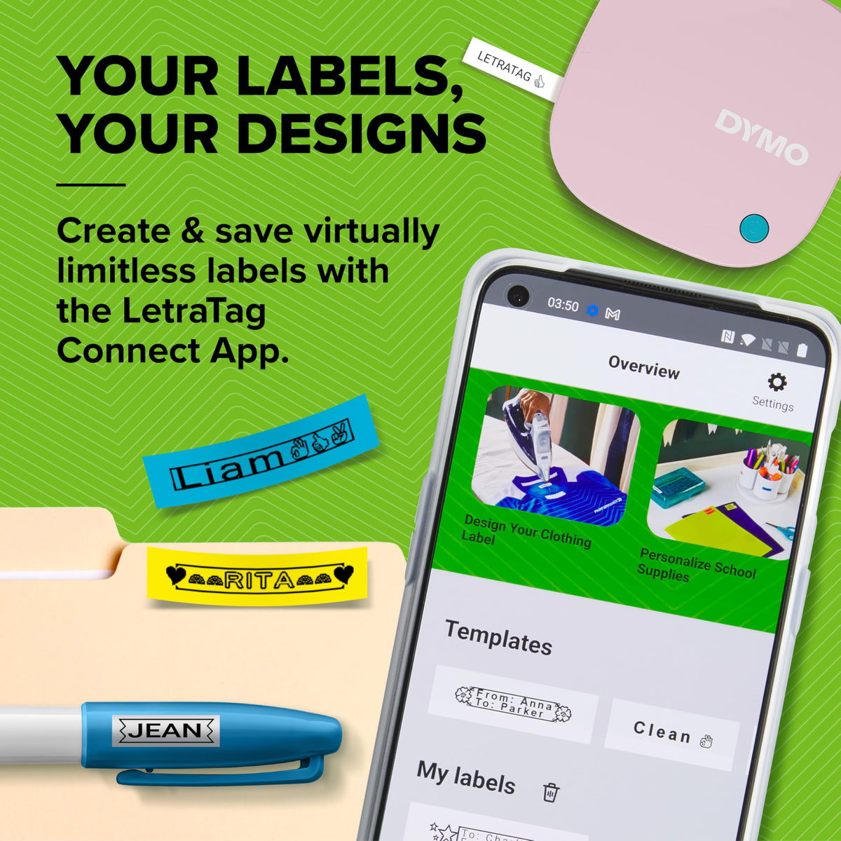 Dymo LetraTag 200B Bluetooth Label Maker | Compact Label Printer | Connects Through Bluetooth Wireless Technology to iOS and Android | Includes 1 White Paper Label Tape | Black