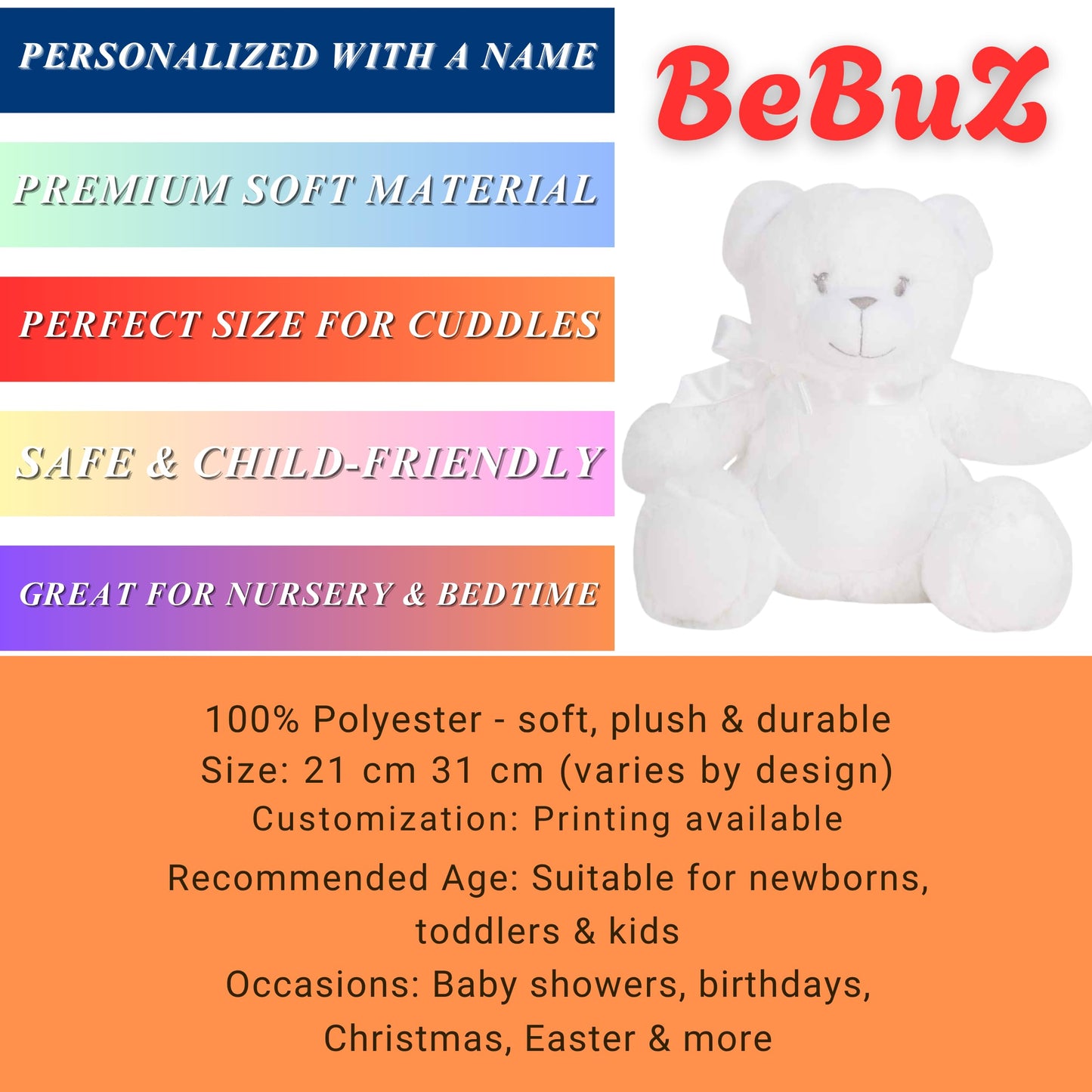 Personalized Teddy Bear with Photo and Text, Custom Plush Toy, Polyester, Memory Keepsake Soft Toy for Kids and Couples (Light Brown Teddy)
