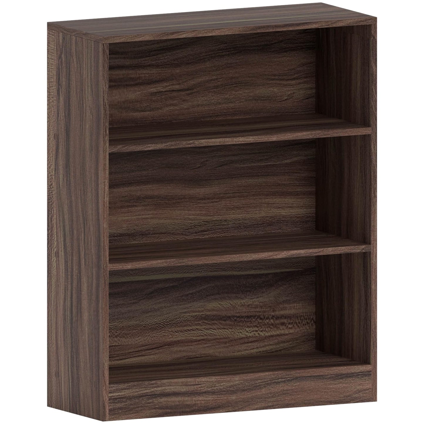 Vida Designs Cambridge 3 Tier Low Bookcase, White Wooden Shelving Display Storage Unit Office Living Room Furniture