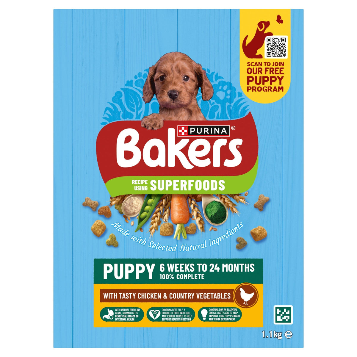 BAKERS Superfoods Small Dog Adult Dry Dog Food Chicken 1.1kg (Pack of 5)