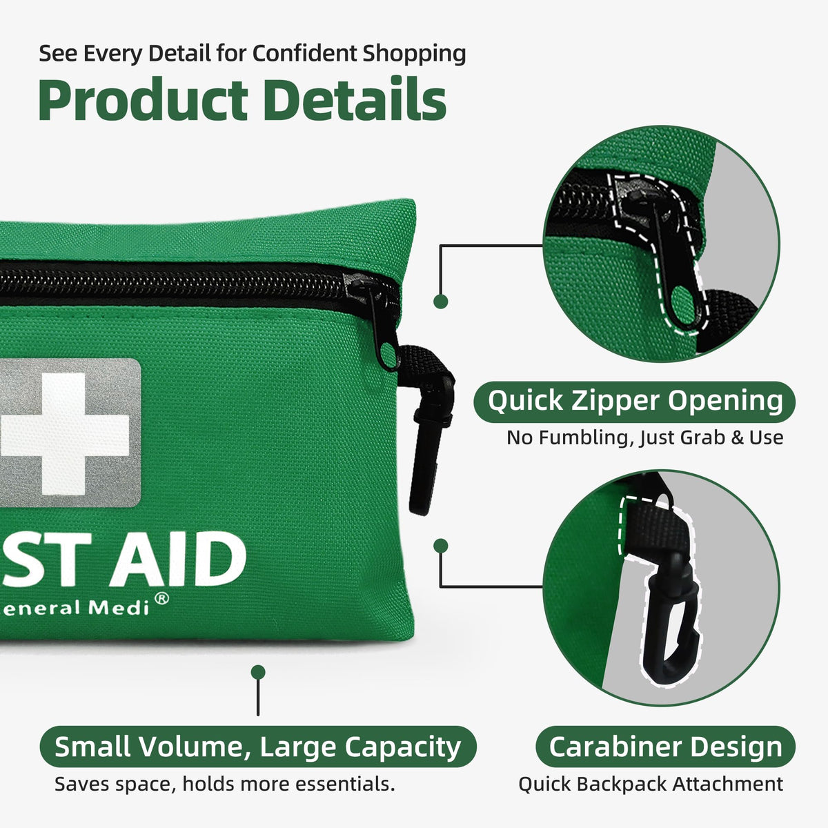 General Medi Mini First Aid Kit, 92 Pieces Small First Aid Kit - Includes Emergency Foil Blanket, Scissors for Travel, Home, Office, Vehicle, Camping, Workplace & Outdoor (Red)