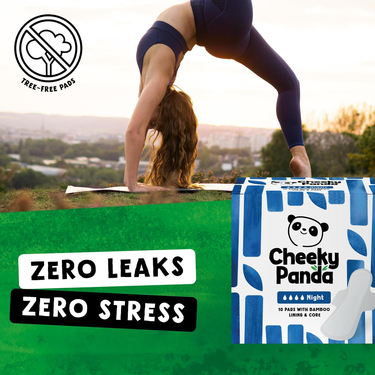 The Cheeky Panda Organic Sanitary Towels for Women – Heavy Flow – 12 Organic Pads Per Pack - with Bamboo Pads and Core