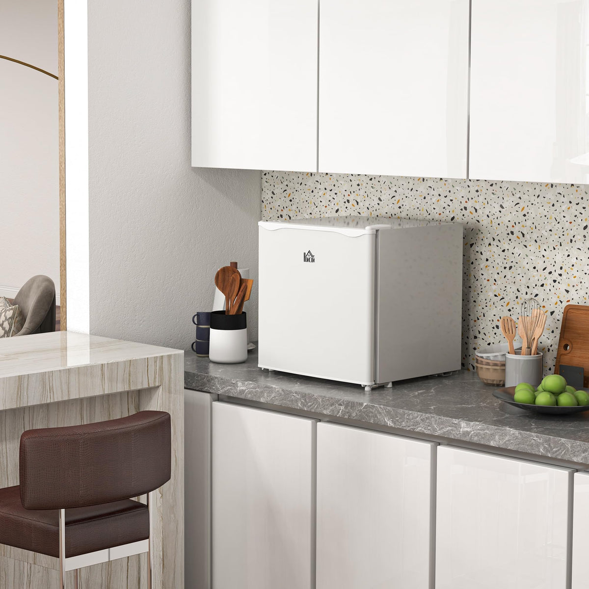 HOMCOM Tabletop Mini Freezer, 35L Capacity, Reversible Door, Silver Tone