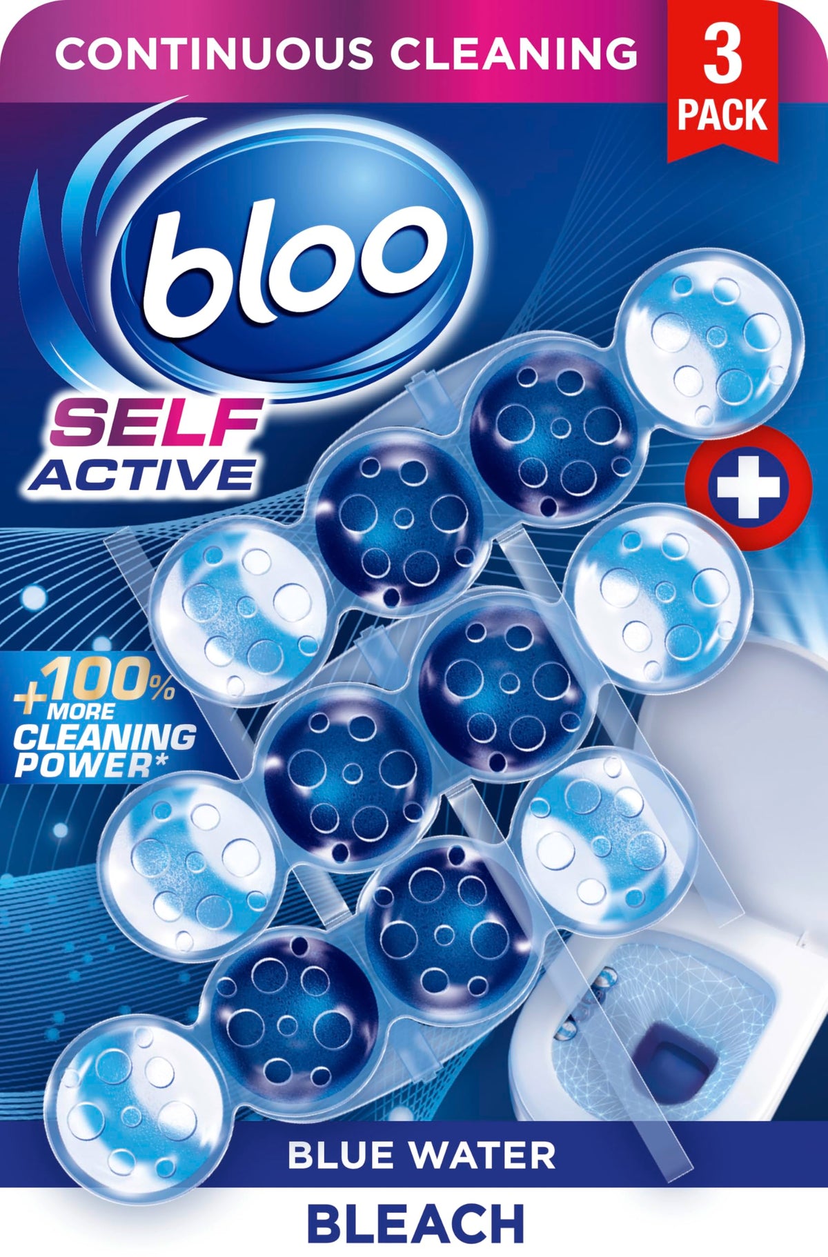 Bloo Self Active Single Toilet Rim Block and Bowl Cleaner with Flower. Hanging Toilet Bowl Cleaner Rim Block with 100% More Cleaning Power.