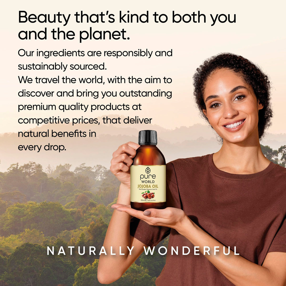 Pure World Natural Castor Oil 250ML Cold & Freshly Pressed 100% Pure and Undiluted Hexane Free Nourish Your Skin and Hair Eyebrows, Nails, Beard, Hair, Eyelash Growth Food Grade