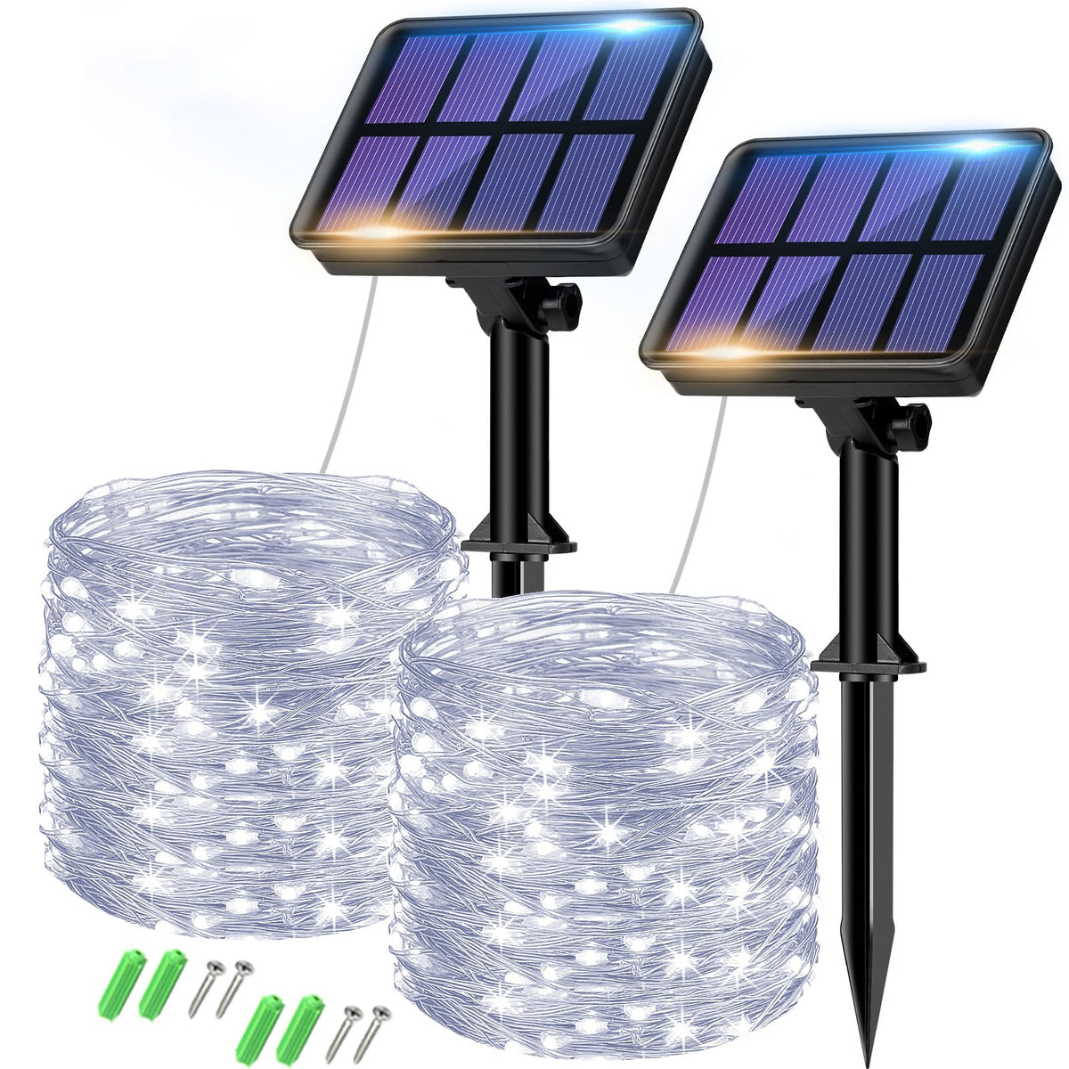btfarm 2 Pack Solar String Lights Outdoor Garden, 15M/50FT 150 LED