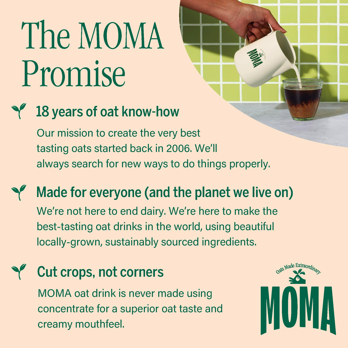 MOMA Pistachio Oat Drink • 1L • No Added Sugar • Vegan, Nut Free & GF