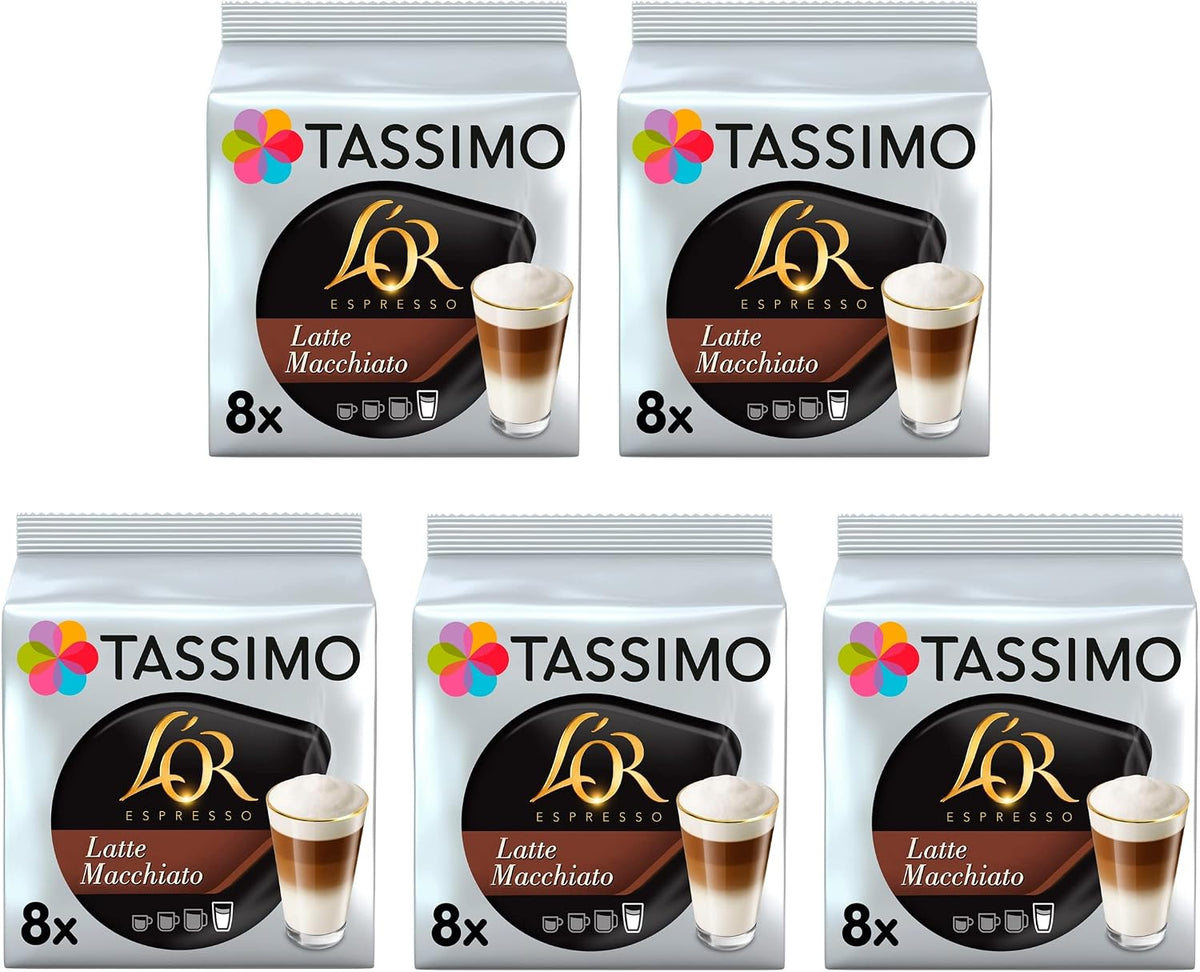 Tassimo L'OR Latte Macchiato Coffee Pods , 8 Count ( Pack of 5), (40 drinks)