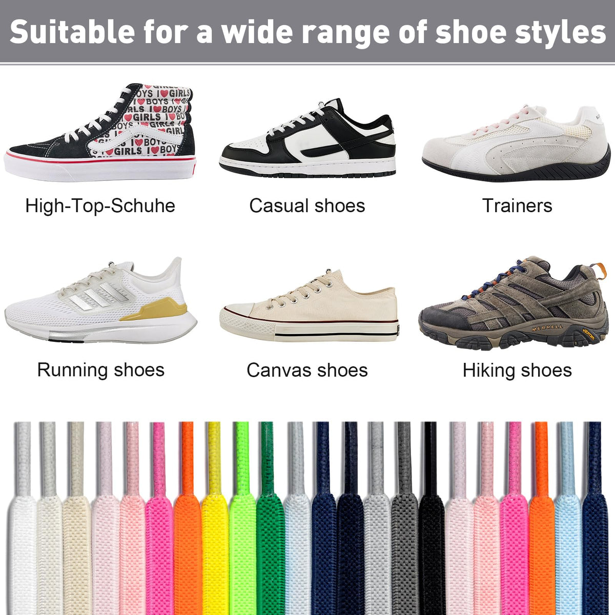 Handshop 2 Pairs Elastic Laces, No Tie Shoelaces for Trainers