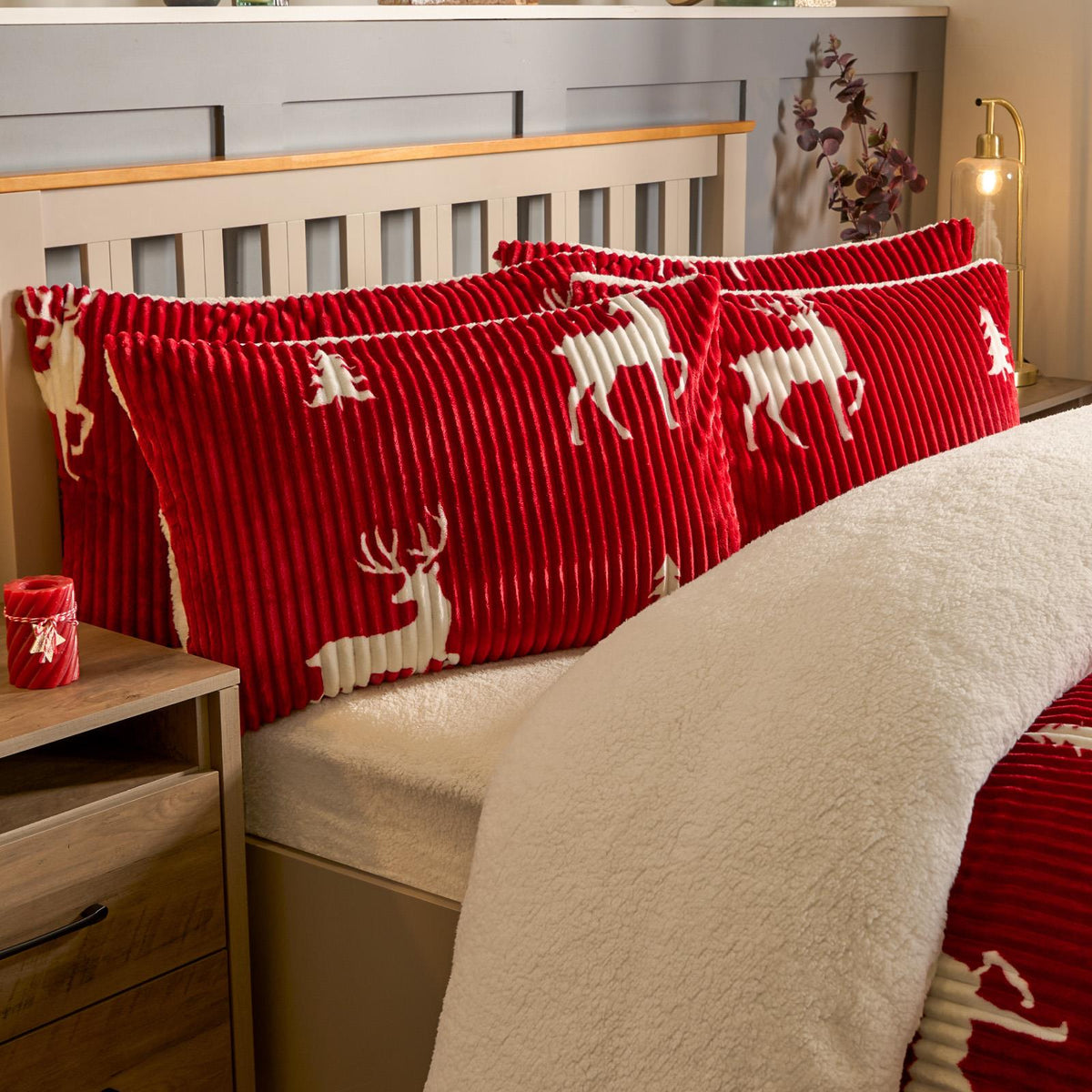 Stag Duvet Cover Pillowcase Bedding Set Soft Ribbed Fleece Quilt Double King Bed