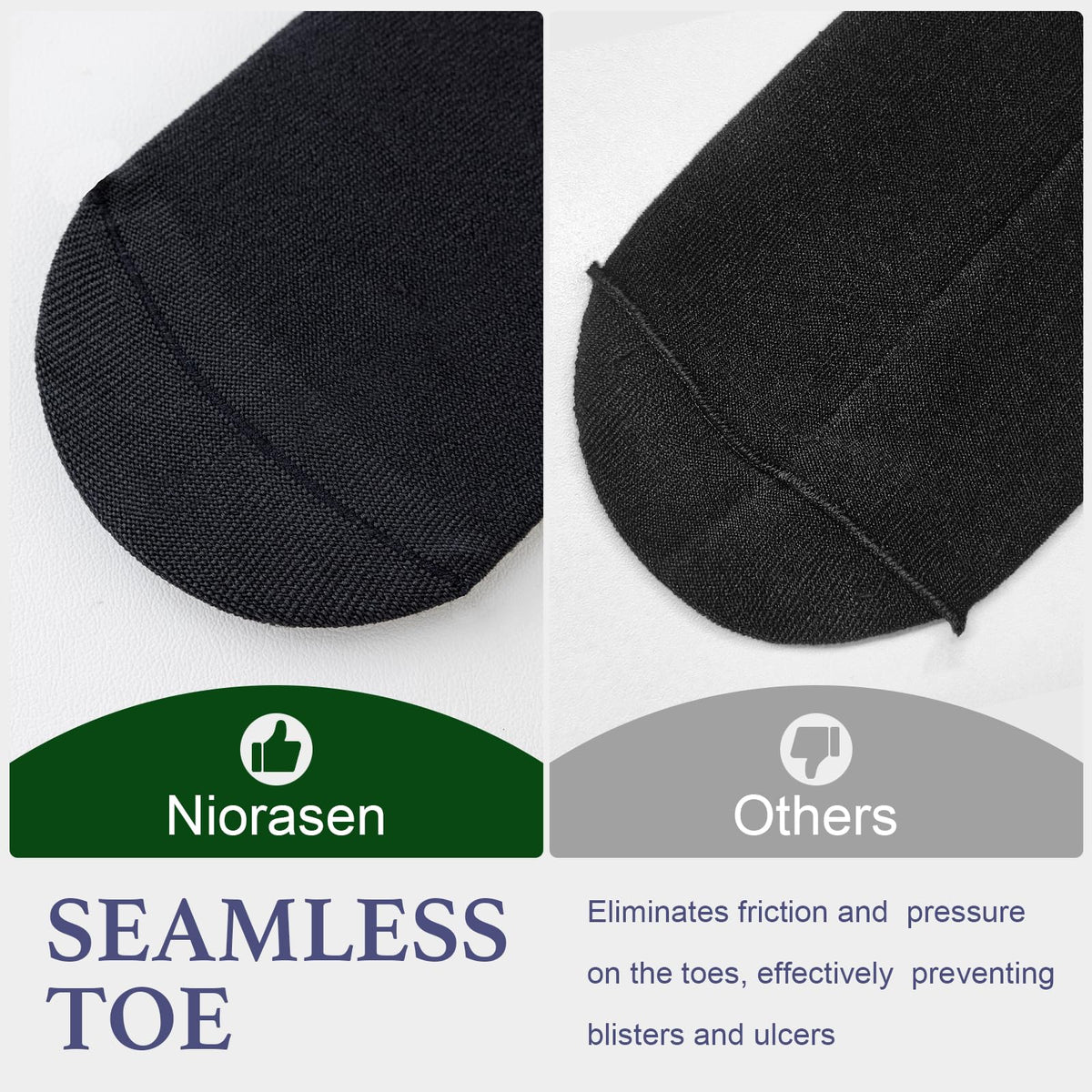 Niorasen Men's Extra Wide Diabetic Bamboo Socks, 3/6 Pairs