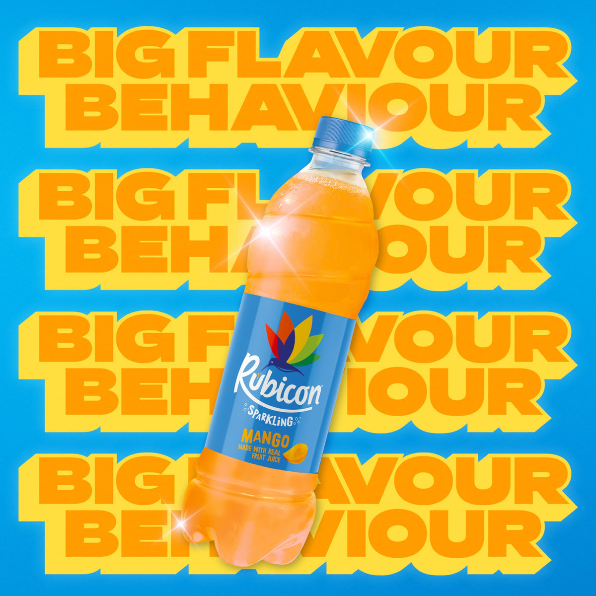 Rubicon Mango Sparkling Fruit Soft Drink, 6 Pack, 330ml Cans