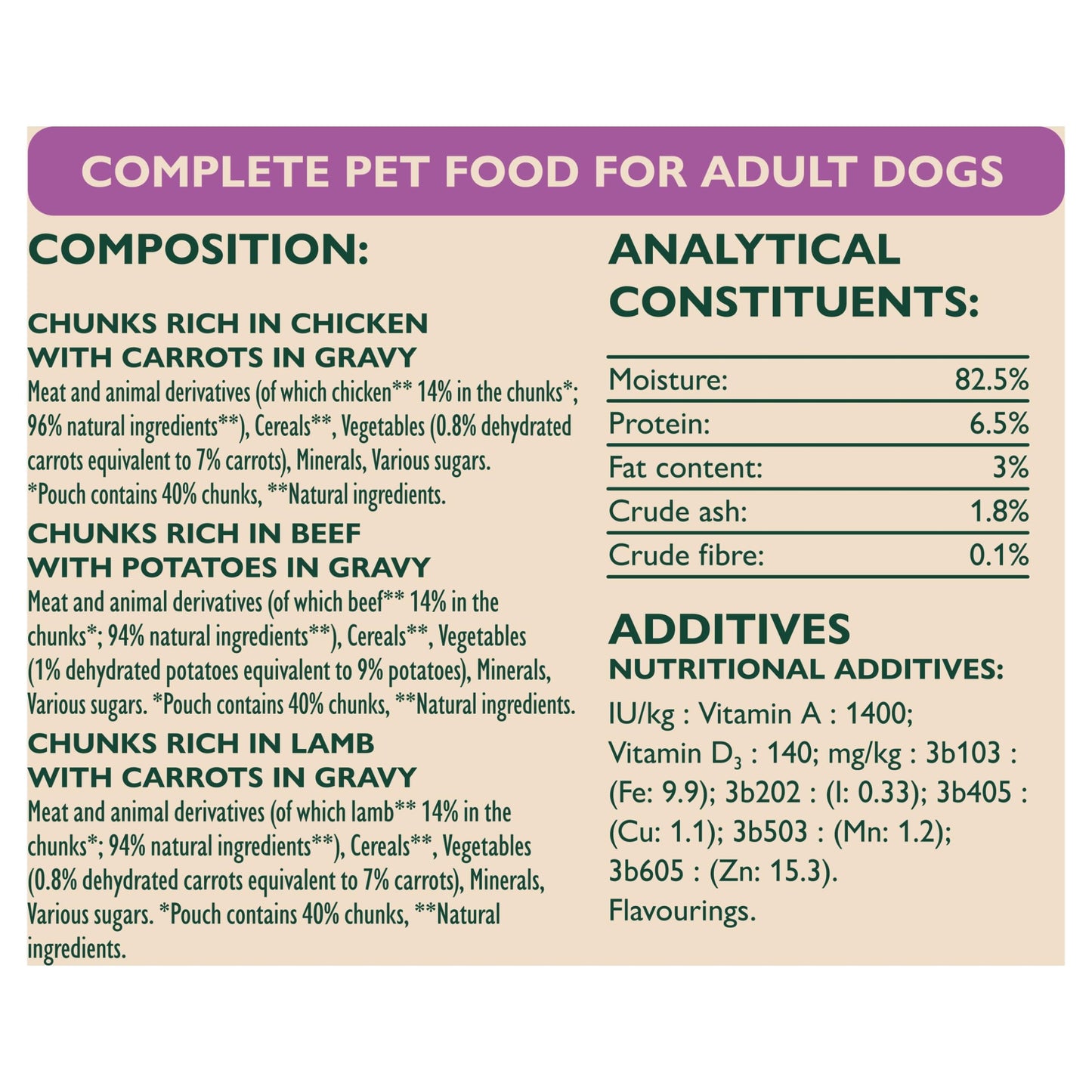 WINALOT Sunday Dinner Mixed in Gravy Wet Dog Food Pouches 40x100g
