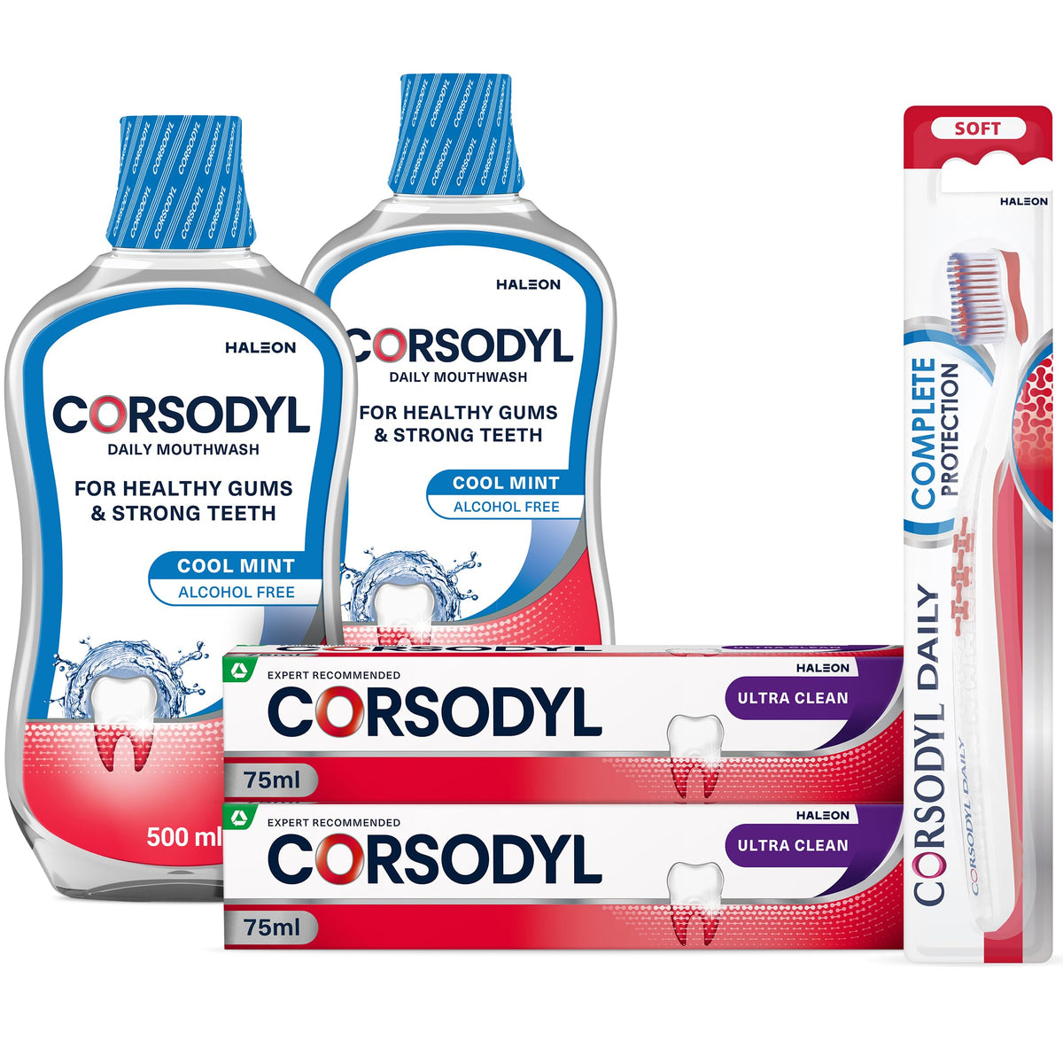 Corsodyl Daily Gum Care Mouthwash, Fluoride, Alcohol Free, Cool Mint, 500ml