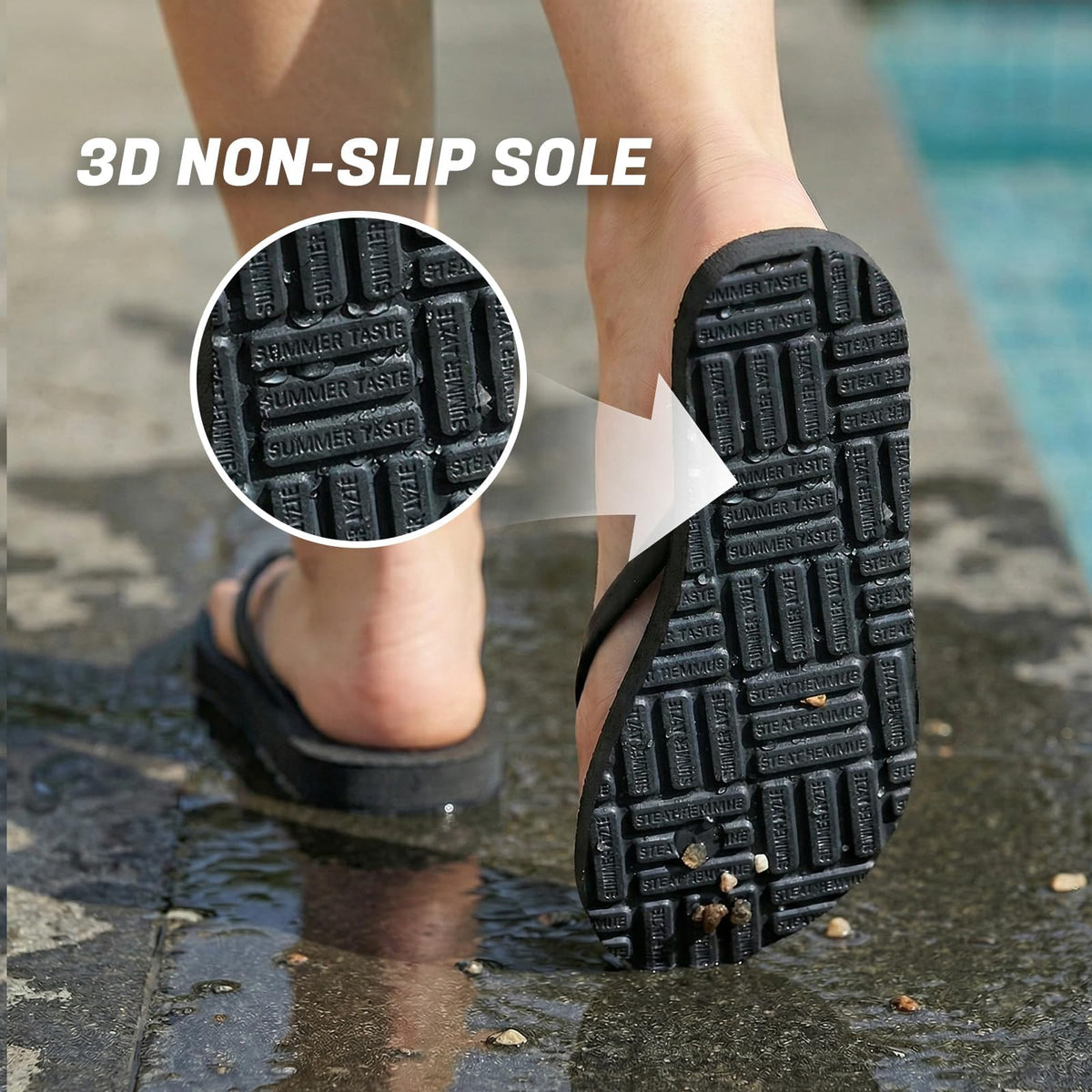 Women's Non-Slip Flip Flops Ultra Lightweight Basic Thongs Rubber Soft Slide Slip-on Shoes Beach Pool Shower Sandals