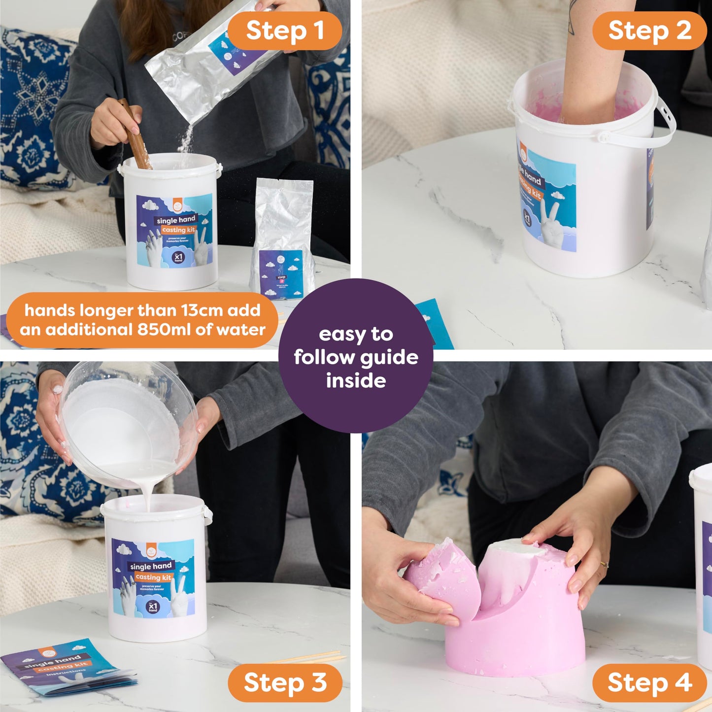 Chuckle Holding Hands Casting Kit with Display Base and Paints - DIY Sculpture 3D Plaster Hand Mould Statue Unique Keepsake Gift for Couples, Anniversaries, and Weddings