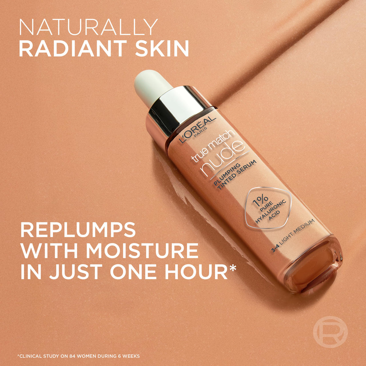 L'Oréal Paris Nude Plumping Tinted Serum with Hyaluronic Acid, Shade 4-5