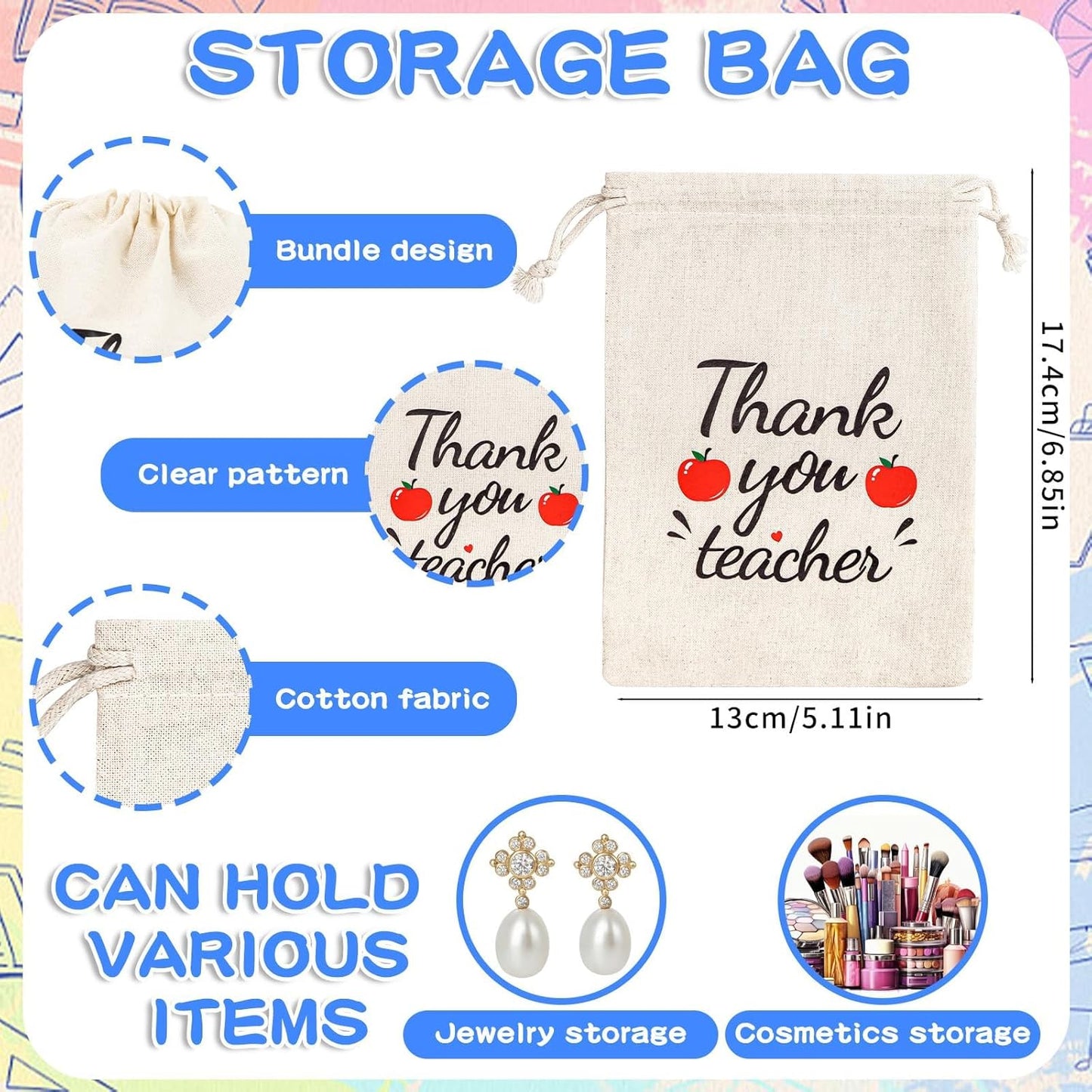 70 Pcs Teacher Appreciation Gifts Bulk Thank You Teacher Gifts with Bookmarks Keychain Ballpoint Pens Drawstring Bags and Stickers Ideal Gifts from Students for Graduation or Teacher Appreciation Week