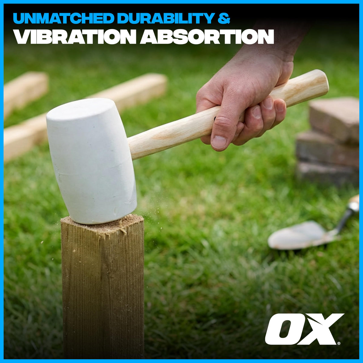 OX Trade Black Rubber Mallet 16oz / 450g, Non-Marking Hammer, Wooden Handle