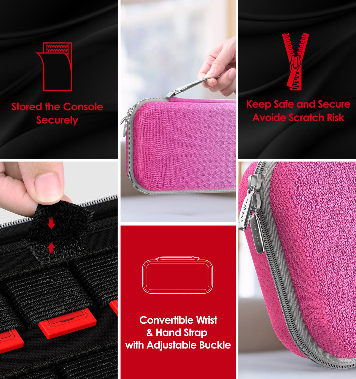 ivoler Carry Case for Nintendo Switch 2 (2025 Model) – Protective Portable Hard Shell Pouch Carrying Travel Game Bag for Nintendo Switch 2 Accessories Holds 12 Game Cartridge– Black