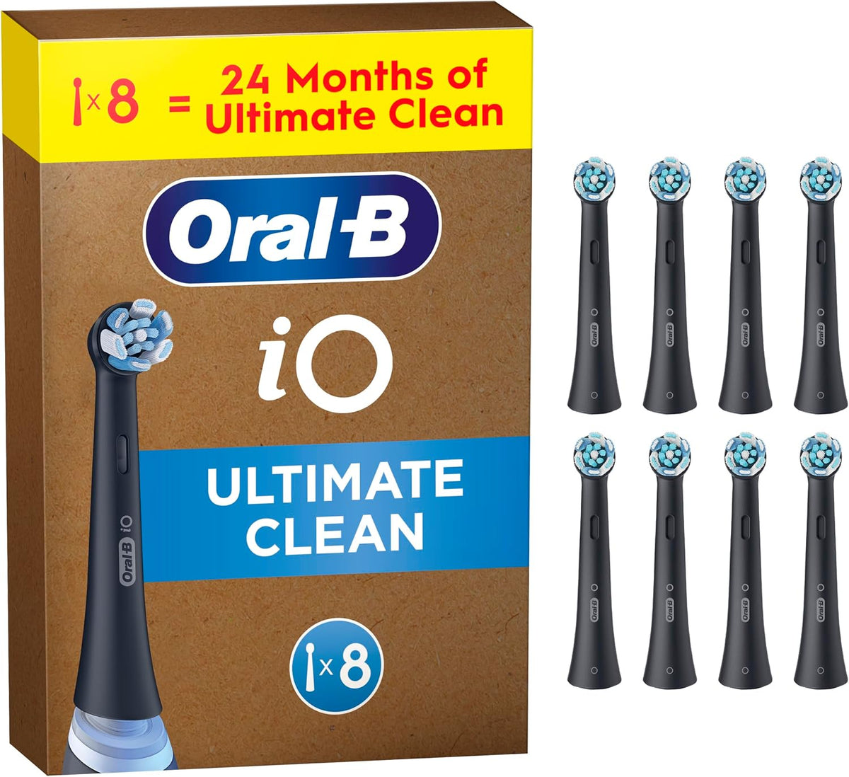 Oral-B iO Series Ultimate Clean Electric Toothbrush Heads, 8 Count, Black