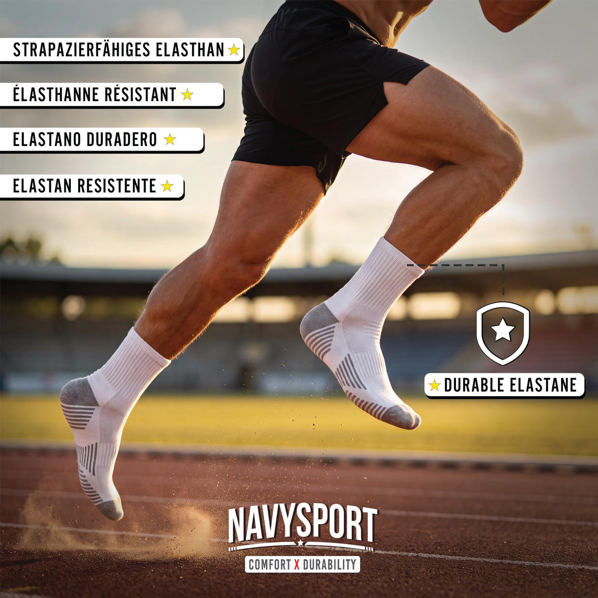 NAVYSPORT Men's Cotton Sports Socks, Pack of 6 Pairs