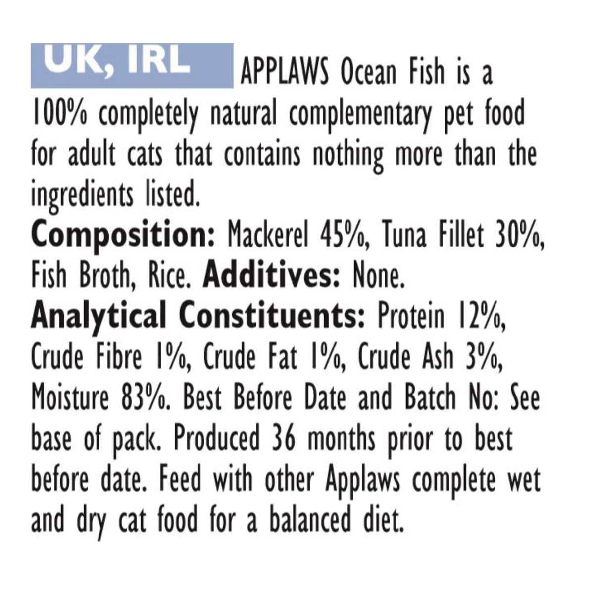 Applaws Natural Wet Cat Food, Multipack Fish Selection in Broth 70 g Tin (Pack of 12)