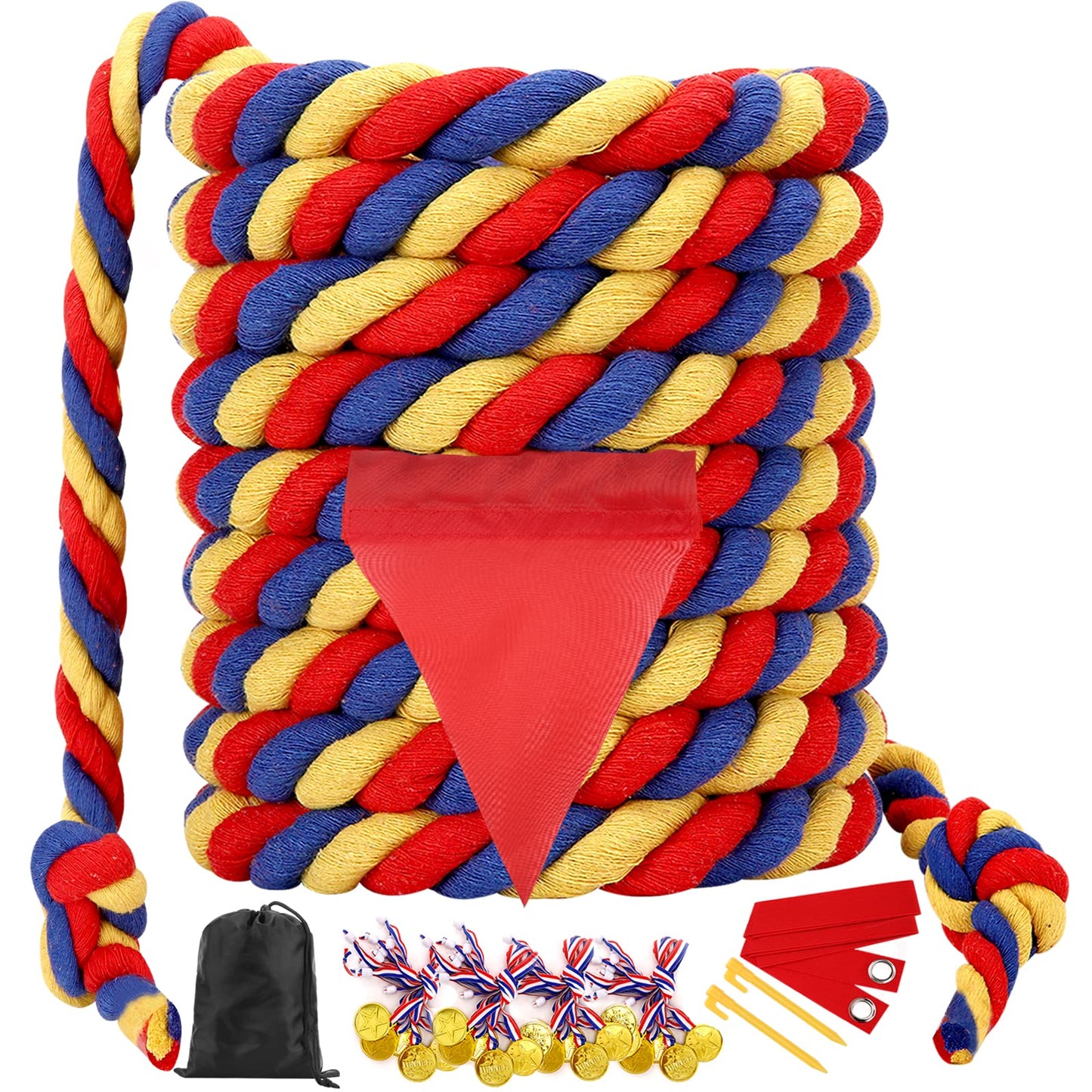 Tug of War Rope 20FT for Kids and Adults, Outdoor Field Day Lawn Yard Family Reunion Birthday Party Games, Outside Backyard Camping Picnic Game,Carnival Games Fun for Team Building Activities