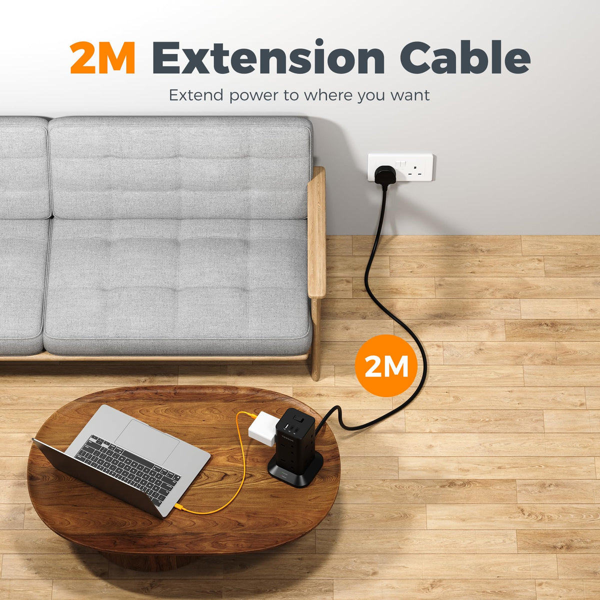 TESSAN Tower Extension Lead with USB C Slots