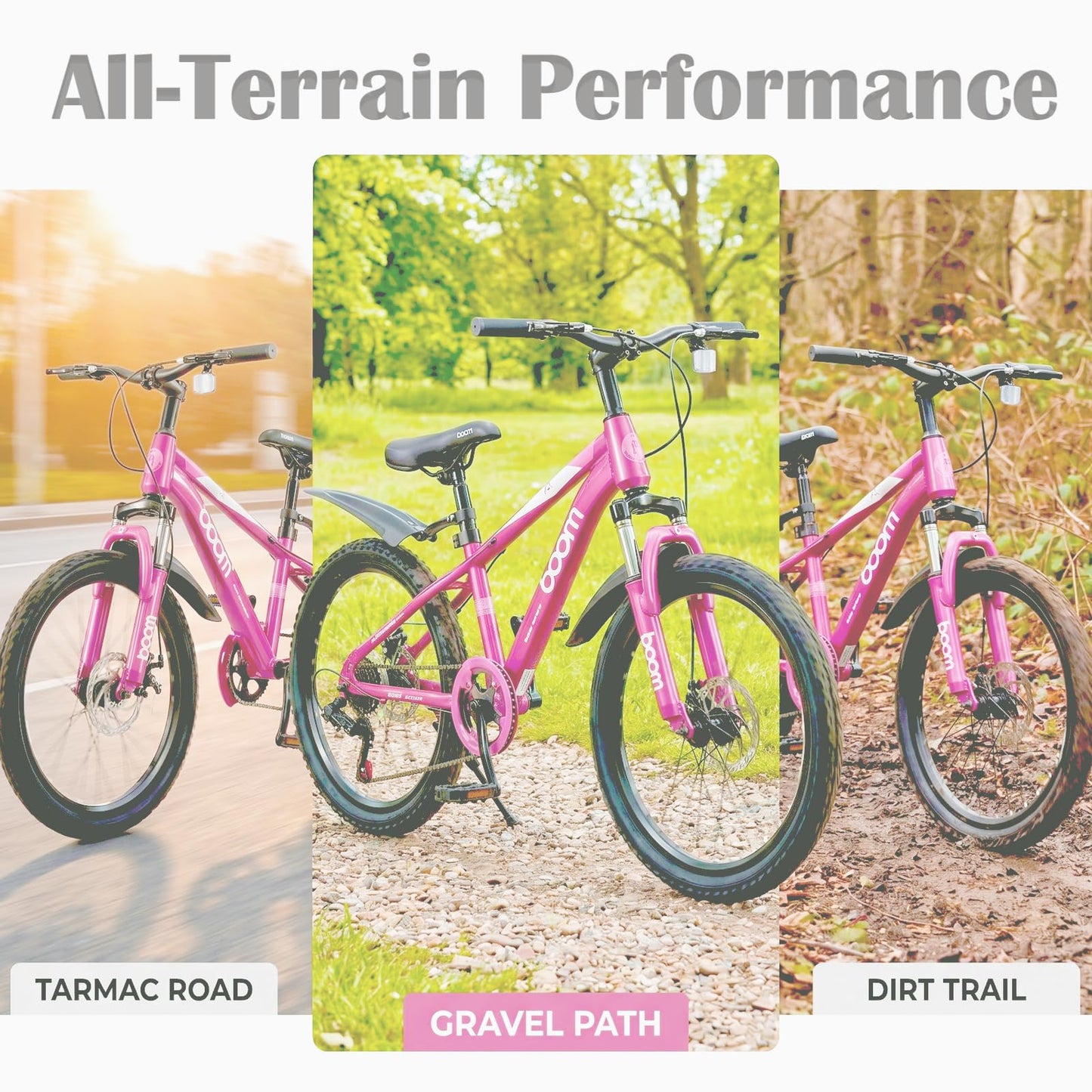 BSTSEL Kids Road Bike 18" with Front Suspension, Disc Brakes & Kickstand — Pink