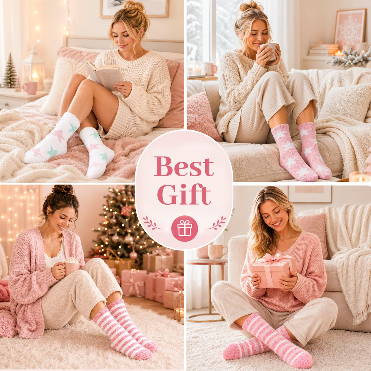 Fluffy Socks for Womens 3-8, Cosy Warm Bed Socks with Gift Box