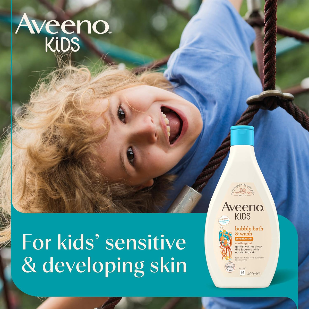 Aveeno Kids Bubble Bath & Wash for Sensitive Skin (1 x 400ml)